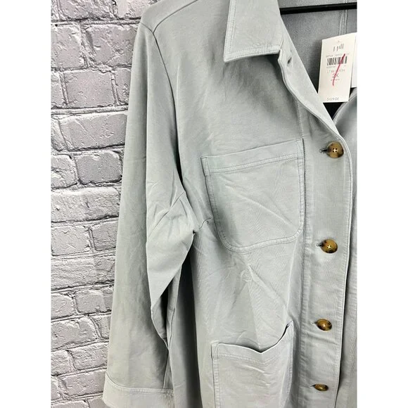 J. Jill Garment-Dyed Anorak Jacket Light Blustone Blue 2X NWT Shacket - Picture 8 of 14